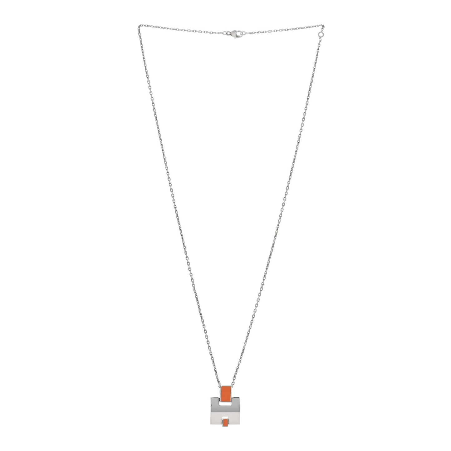 Palladium Lacquered Eileen Pendant Necklace Orange Fonce