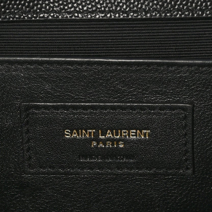Saint Laurent Grain De Poudre Textured Mixed Matelasse Triquilt Medium Monogram Satchel Black 6 of 10