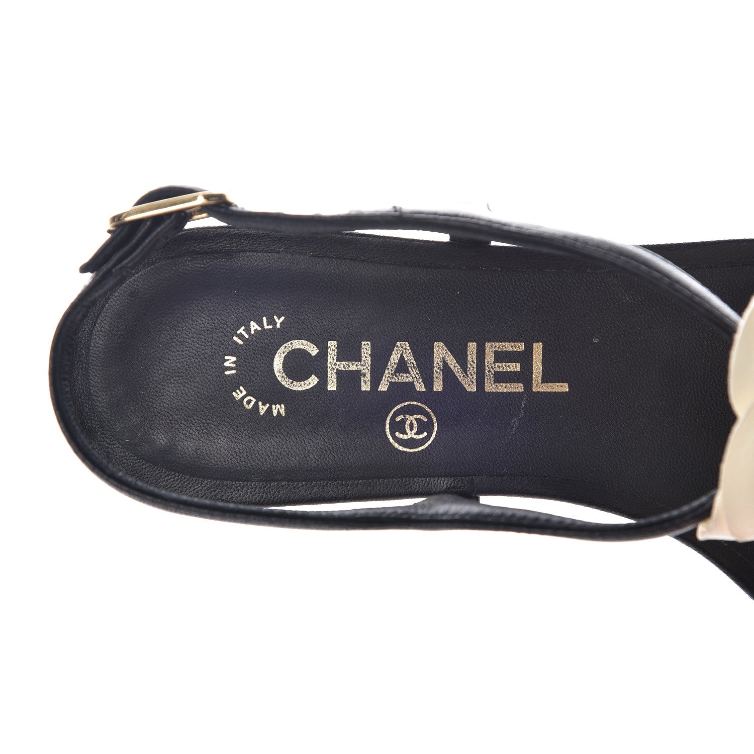 Chanel Lambskin Camellia Thong Sandals 36 Black White 9 of 16