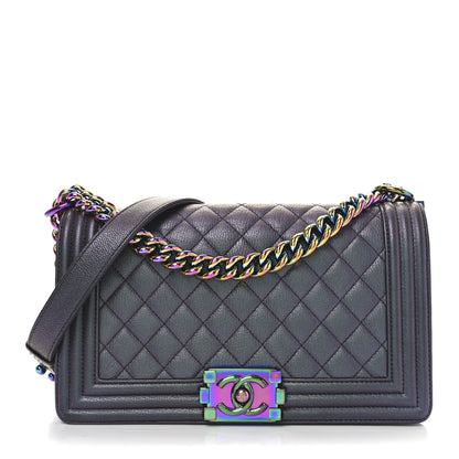 Chanel Iridescent Goatskin Quilted Medium Boy Flap Purple 1 of 10