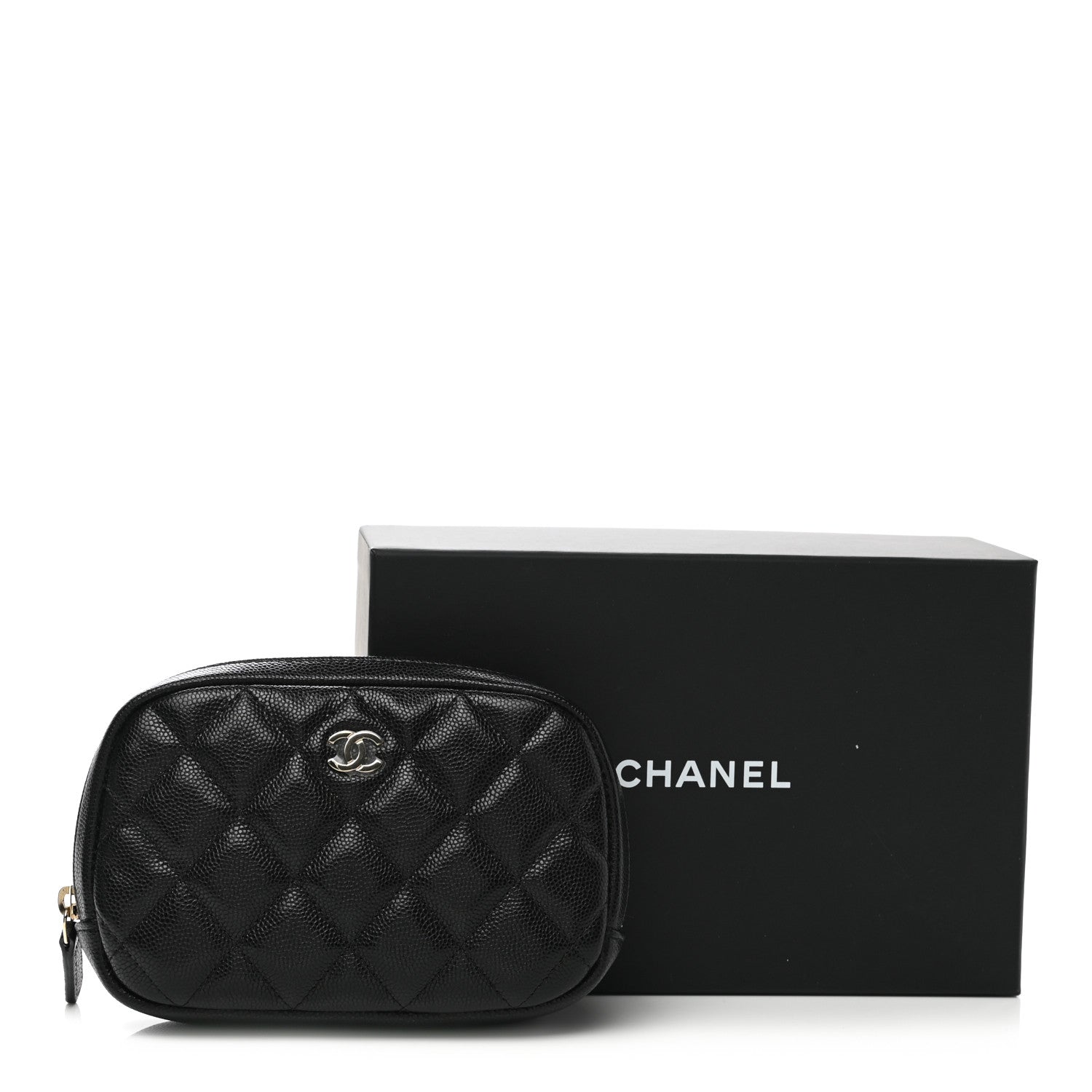 Chanel Caviar Quilted Small Curvy Pouch Cosmetic Case Black 8 of 8