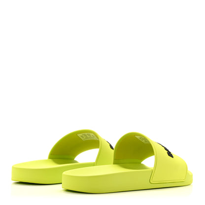 Balenciaga Rubber Mens Logo Pool Slide Sandals 44 Fluo Yellow 5 of 9
