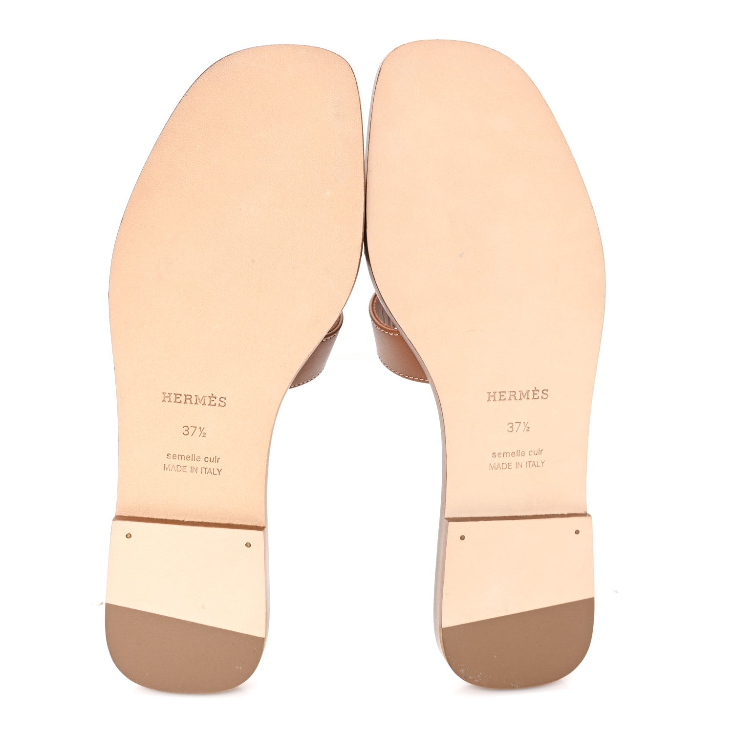 Hermes Box Calfskin Oran Sandals 37.5 Gold 6 of 10