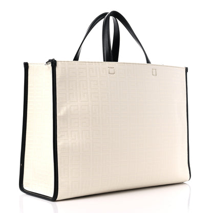 Givenchy Canvas Logo 4G Embossed Medium Tote Beige Black 3 of 10