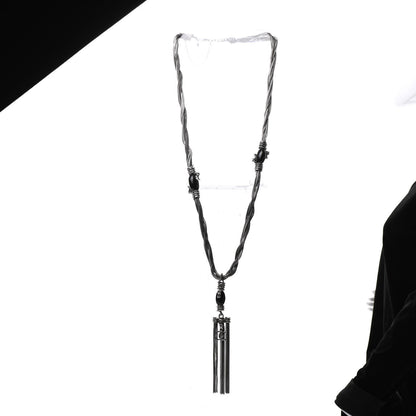Chanel Ruthenium Enamel CC Tassel Chain Necklace 3 of 5