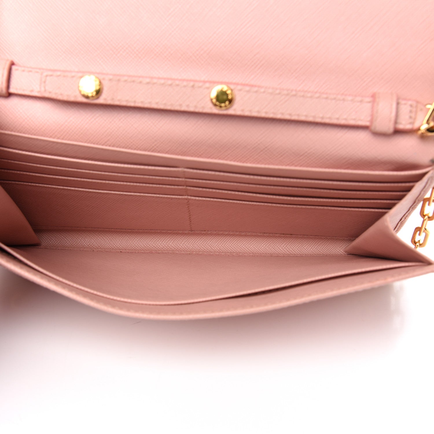 Prada Saffiano Metal Oro Chain Wallet Orchidea 5 of 10