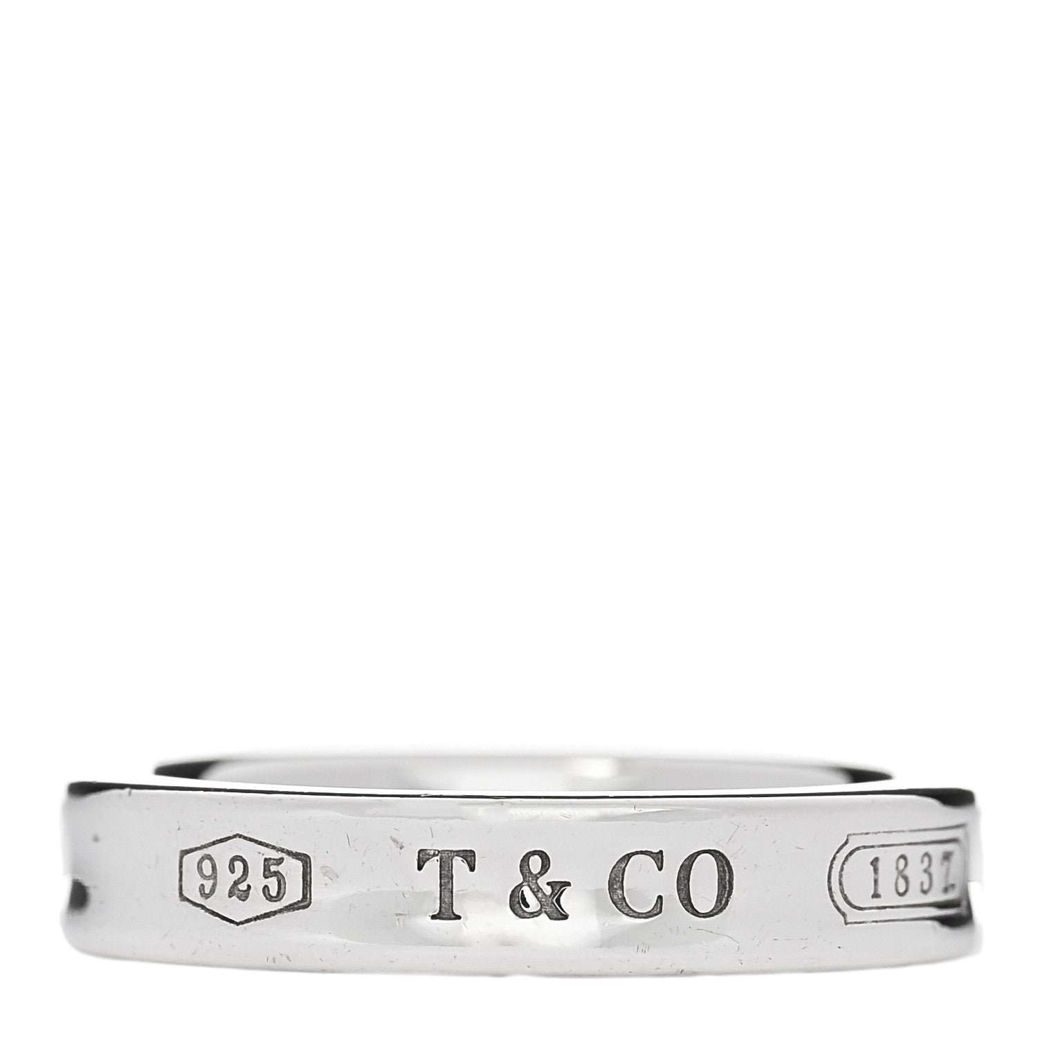 Tiffany Sterling Silver Narrow 1837 Band Ring 51 5.75 1 of 4
