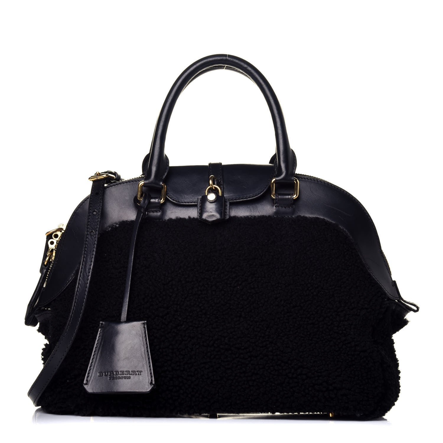 Burberry Prorsum Shearling Milverton Satchel Black 1 of 9