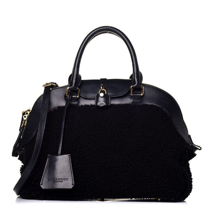 Burberry Prorsum Shearling Milverton Satchel Black 1 of 9