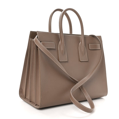 Saint Laurent Grained Calfskin Topstitch Small Classic Sac De Jour Taupe 4 of 12