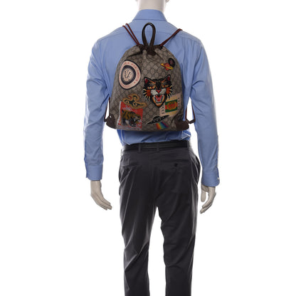 Gucci Soft GG Supreme Monogram Courrier Drawstring Backpack 2 of 9