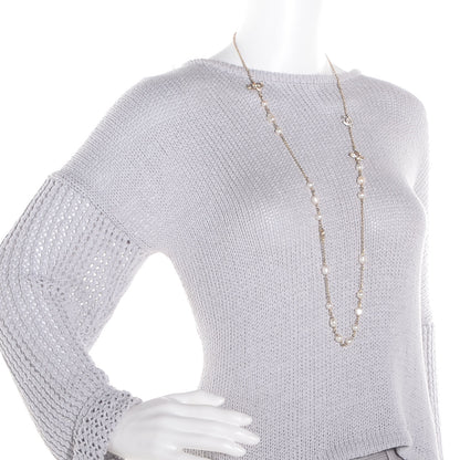 Chanel Crystal Pearl CC Bow Long Necklace Light Gold 2 of 6