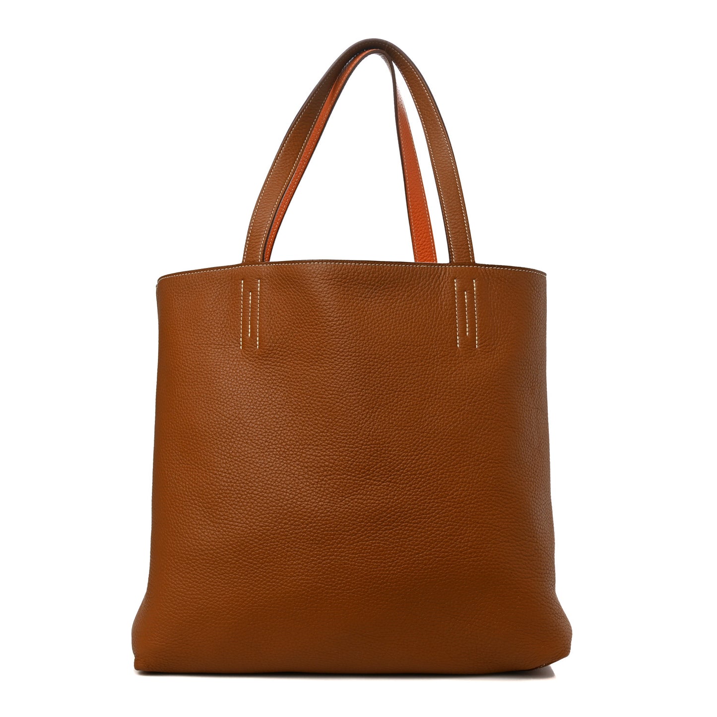 Taurillon Clemence Double Sens 45 Reversible Tote Orange Gold
