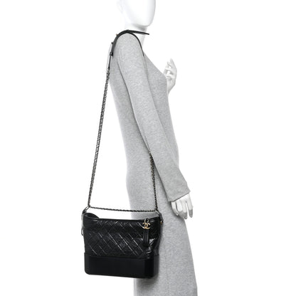 Chanel Aged Calfskin Quilted Medium Gabrielle Hobo Black 2 of 12