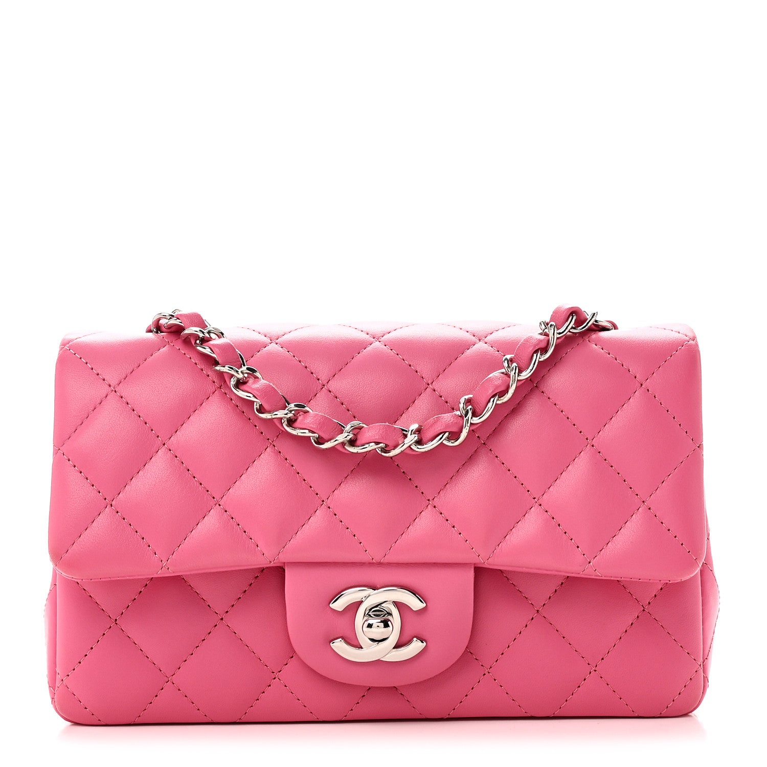 Chanel Lambskin Quilted Mini Rectangular Flap Pink 1 of 11