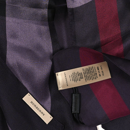 Burberry Satin Silk Mega Check Scarf Regency Purple 3 of 4