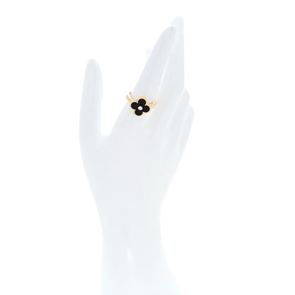 Van Cleef & Arpels 18K Yellow Gold Diamond Black Onyx Vintage Alhambra Ring 56 7.75 2 of 6