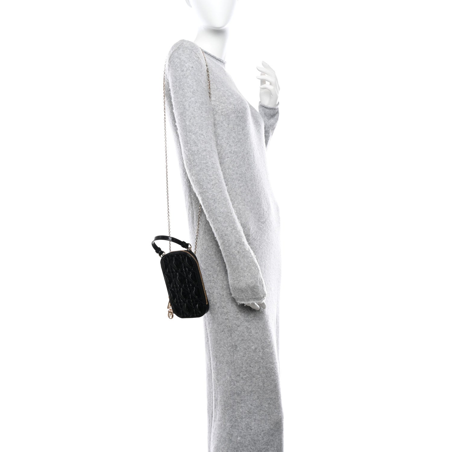 Christian Dior Patent Cannage Lady Dior Phone Holder Black 2 of 11
