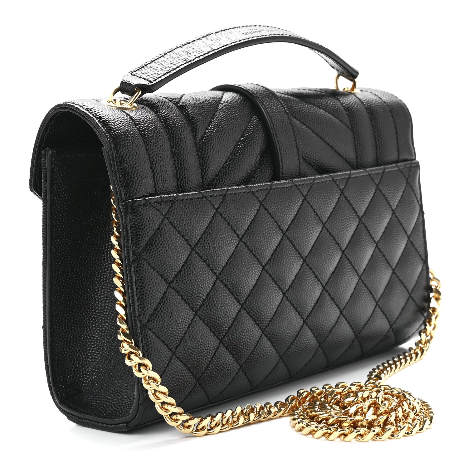 Saint Laurent Grain De Poudre Textured Mixed Matelasse Triquilt Small Monogram Satchel Black 3 of 12