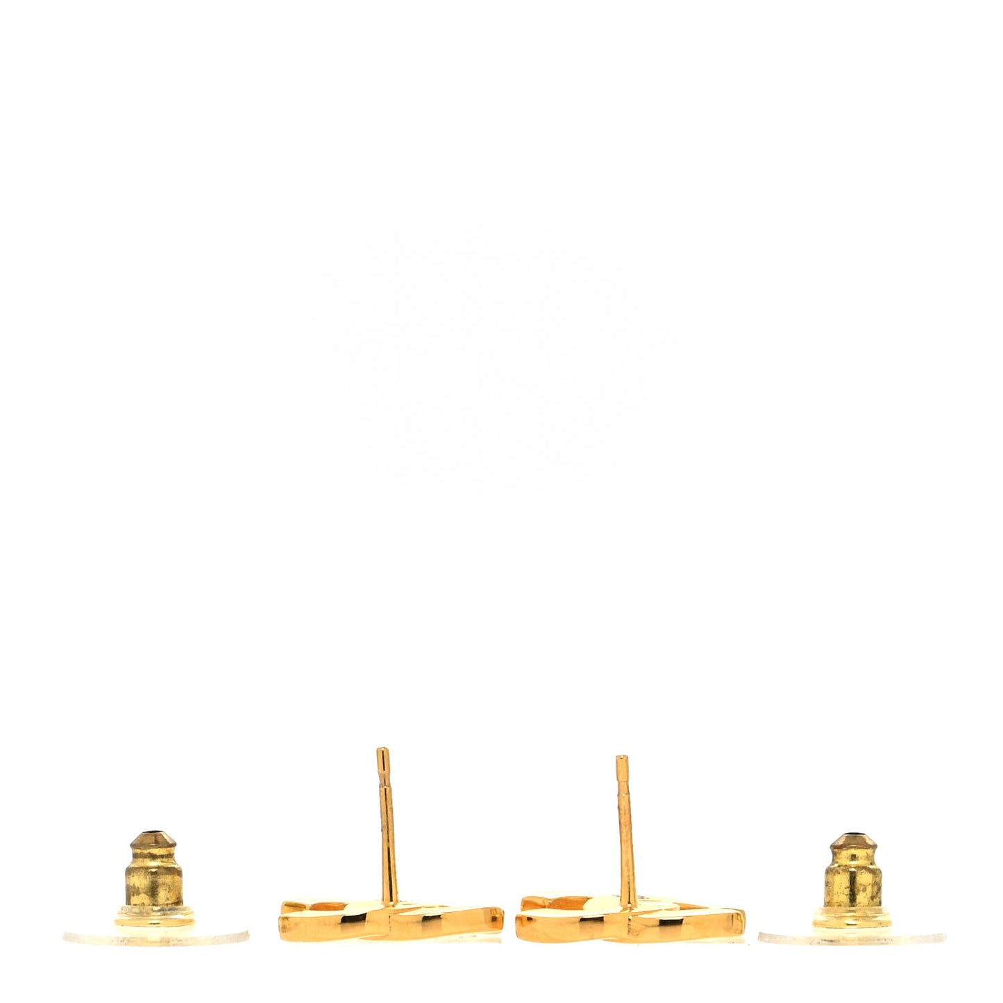 Metal CC Paris Button Stud Earrings Gold