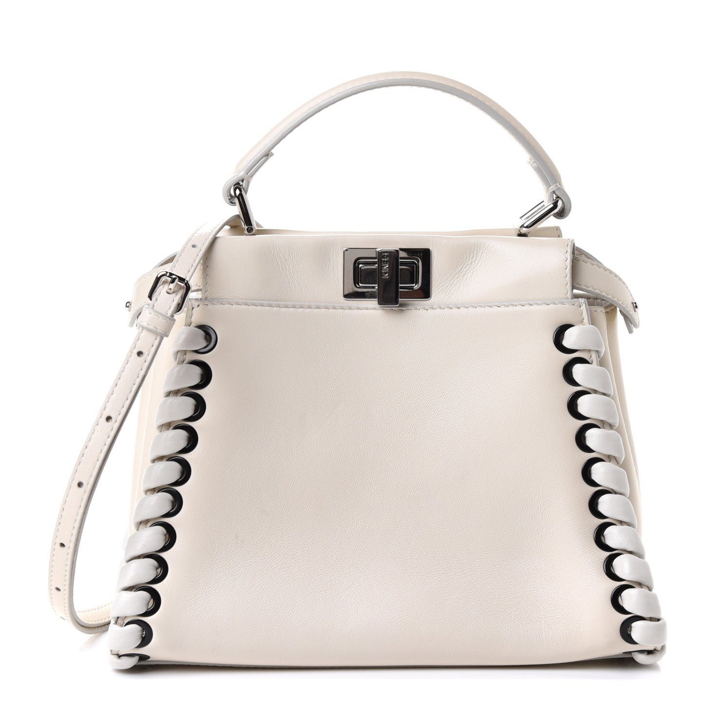 Nappa Lace Up Mini Peekaboo Iconic Satchel Bianco Carta