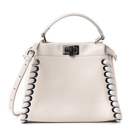 Fendi Nappa Lace Up Mini Peekaboo Iconic Satchel Bianco Carta 1 of 4