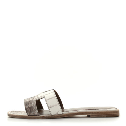 Hermes Matte Niloticus Crocodile Himalaya Oran Sandals 39 Blanc 1 of 8