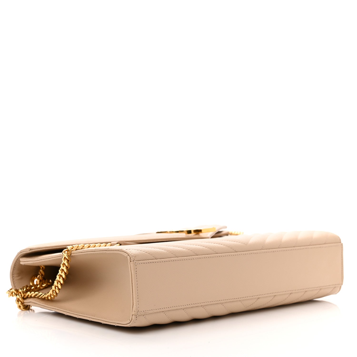 Saint Laurent Grain De Poudre Matelasse Chevron Large Monogram Satchel Dark Beige 4 of 10