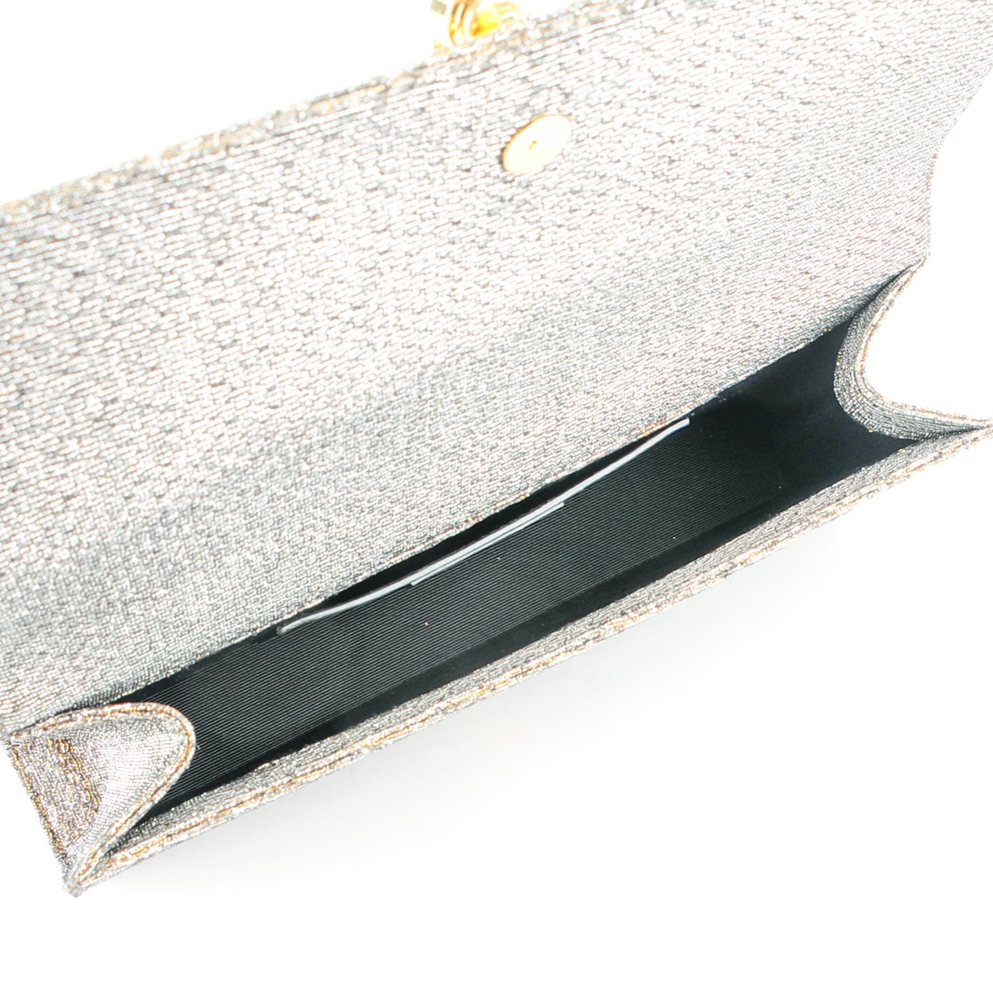 Metallic Canvas Woven Classic Monogram Kate Tassel Clutch Silver Gold