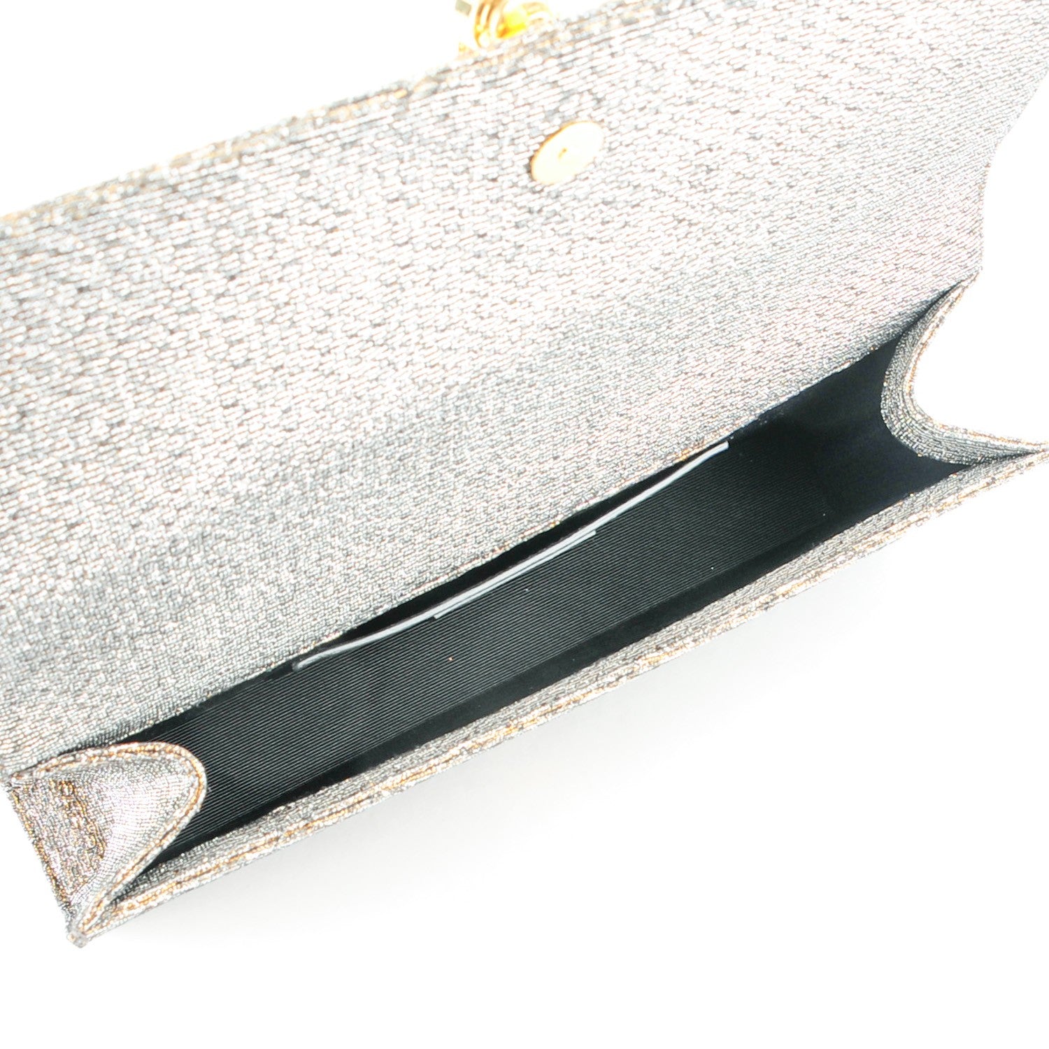 Saint Laurent Metallic Canvas Woven Classic Monogram Kate Tassel Clutch Silver Gold 5 of 6