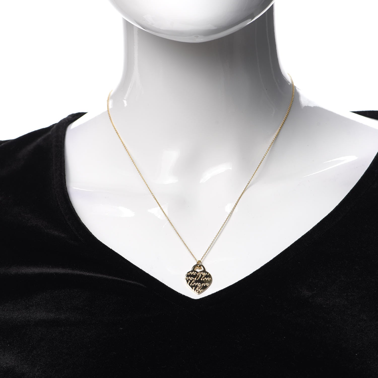 Tiffany 18K Yellow Gold Notes I Love You Heart Tag Pendant Necklace 2 of 5