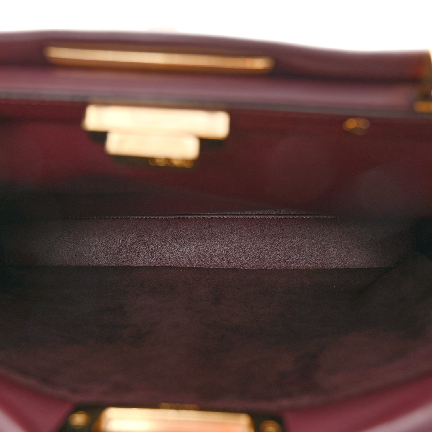 Fendi Vitello Seta Waves Bi-Color Medium Peekaboo Iconic Satchel Bordeaux Latte 5 of 11