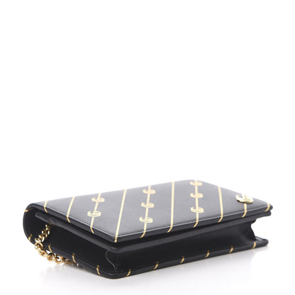 Gucci Calfskin Diagonal GG Mini Chain Wallet Black Gold 4 of 10