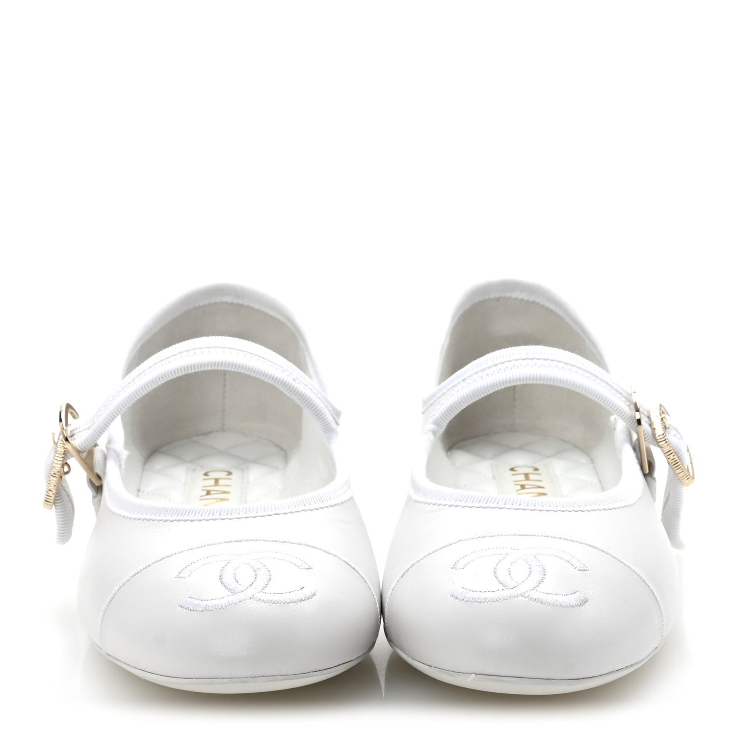 Chanel Lambskin Mary Jane Flats 37.5 White 3 of 10
