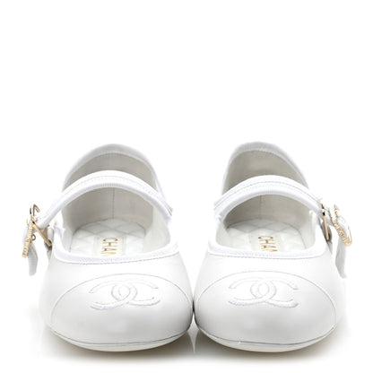 Chanel Lambskin Mary Jane Flats 37.5 White 3 of 10