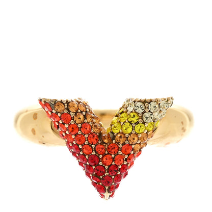 Louis Vuitton Crystal Essential V Strass Ring M 6.25 Multicolor Gold 1 of 6