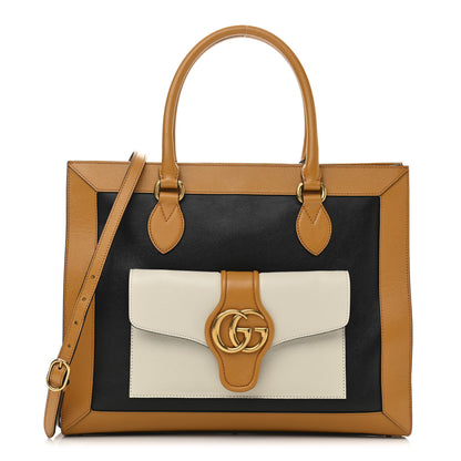 Gucci New Sakai Calfskin Lux Tri-Color Medium Dahlia Shoulder Bag Black Quarz Beige Mystic White 1 of 11