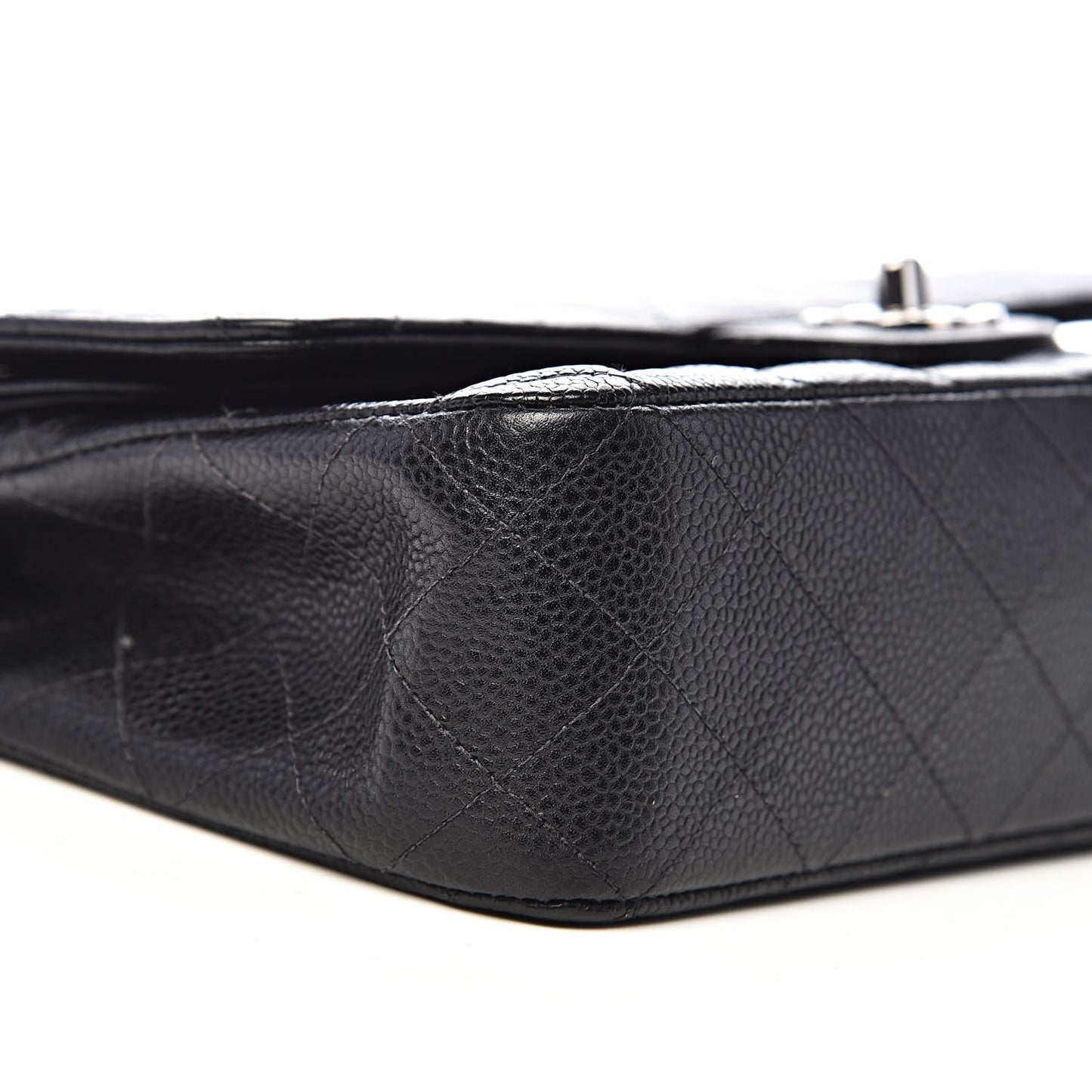 Caviar Quilted Medium Double Flap Black