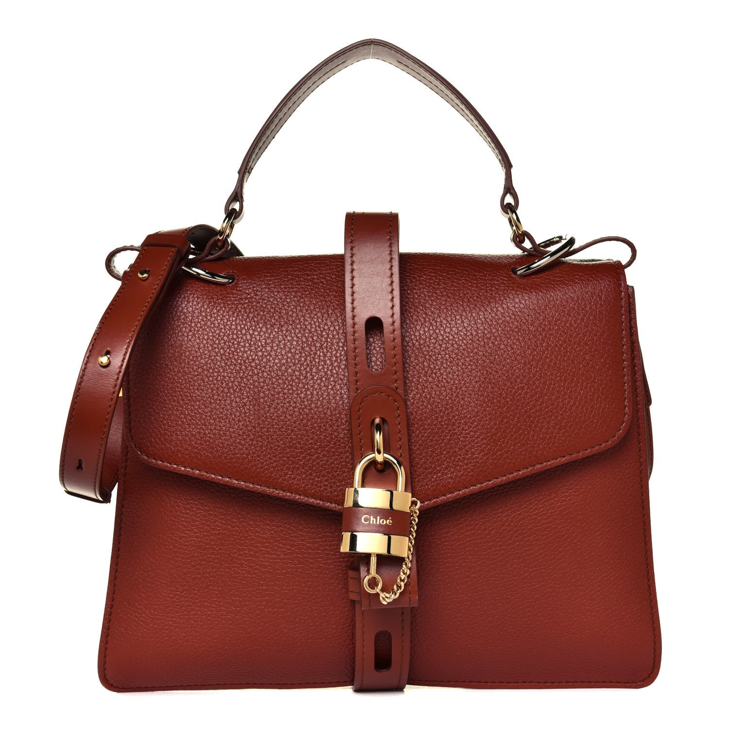 Chloe Grained Deerskin Shiny Calfskin Large Aby Day Shoulder Bag Sepia Brown 1 of 4