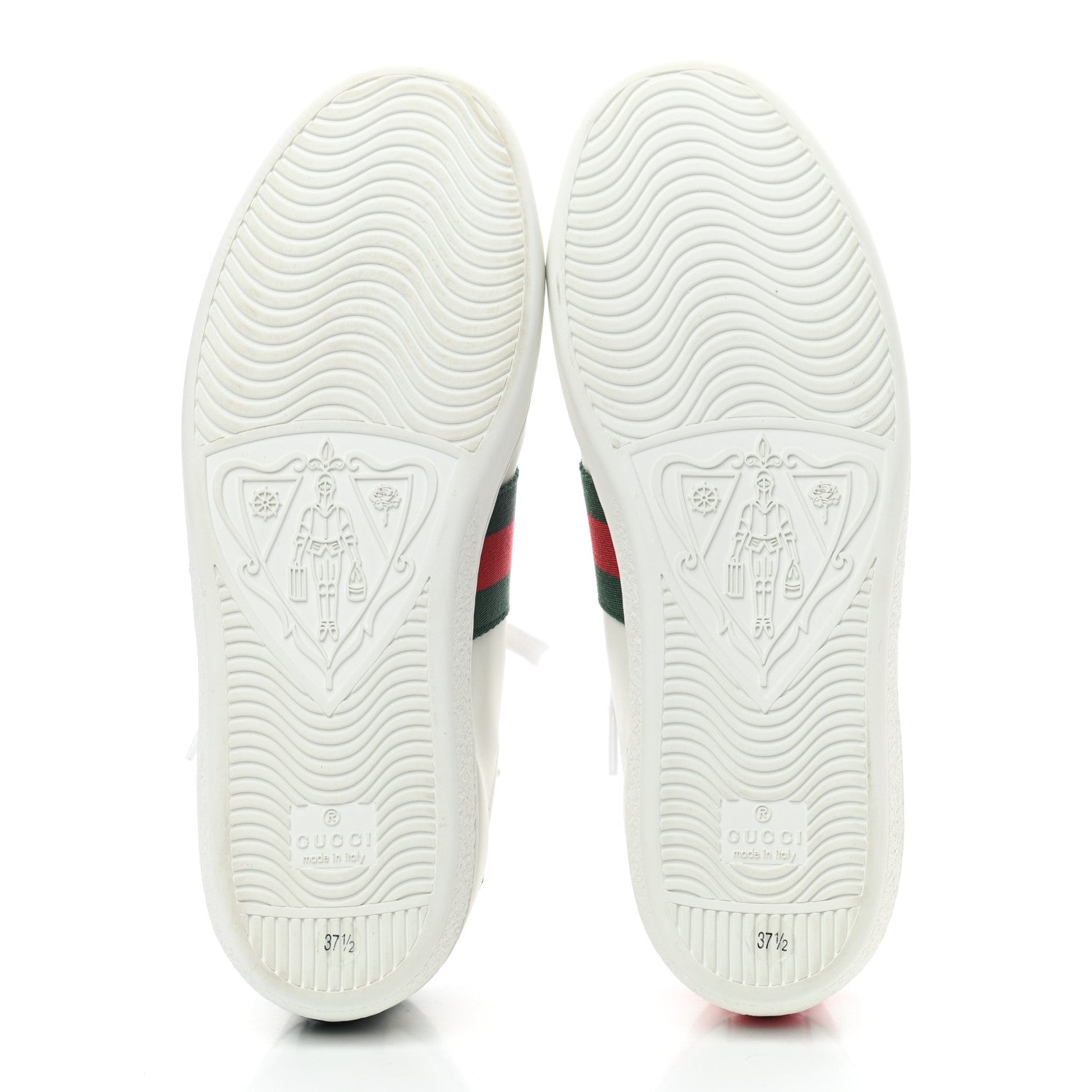 Gucci Calfskin Ayers Bee Embroidered Womens Ace Sneakers 37.5 White Green 5 of 9