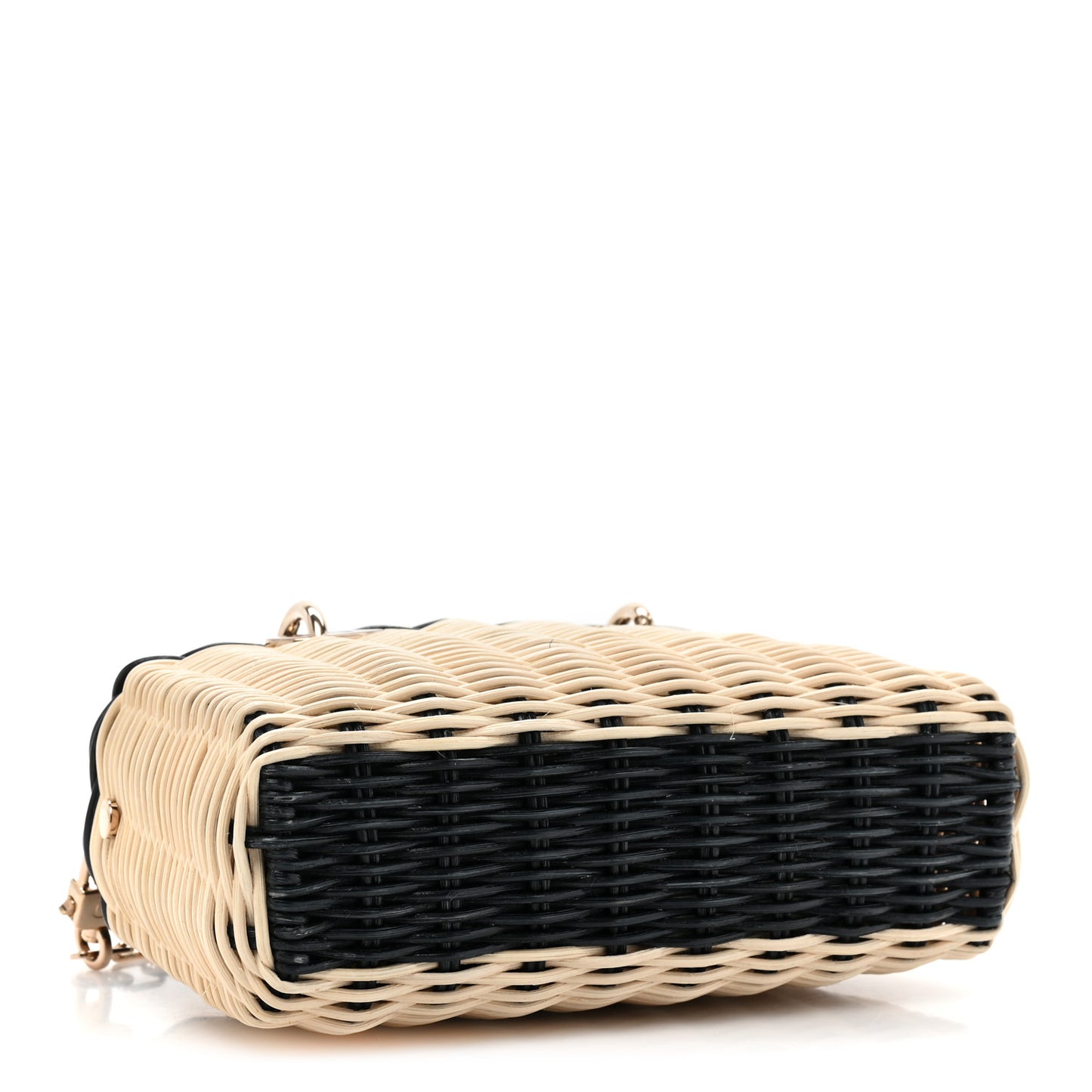 Wicker Oblique Micro Lady D-Joy Bag Natural Black