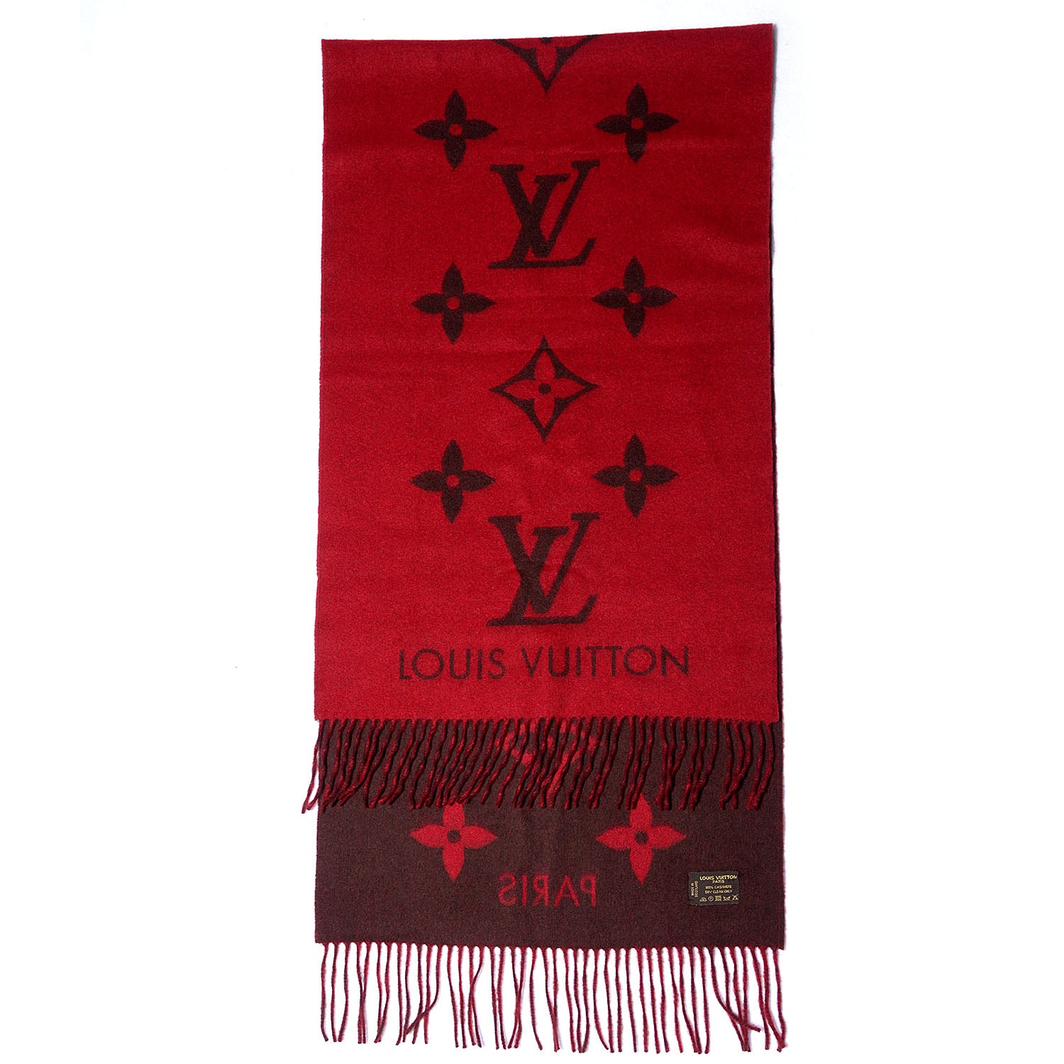 Louis Vuitton Cashmere Monogram Reykjavik Scarf Rouge 4 of 5