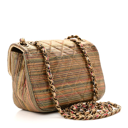 Chanel Metallic Sheepskin Thin Striped Extra Mini Flap Multicolor Gold 3 of 10