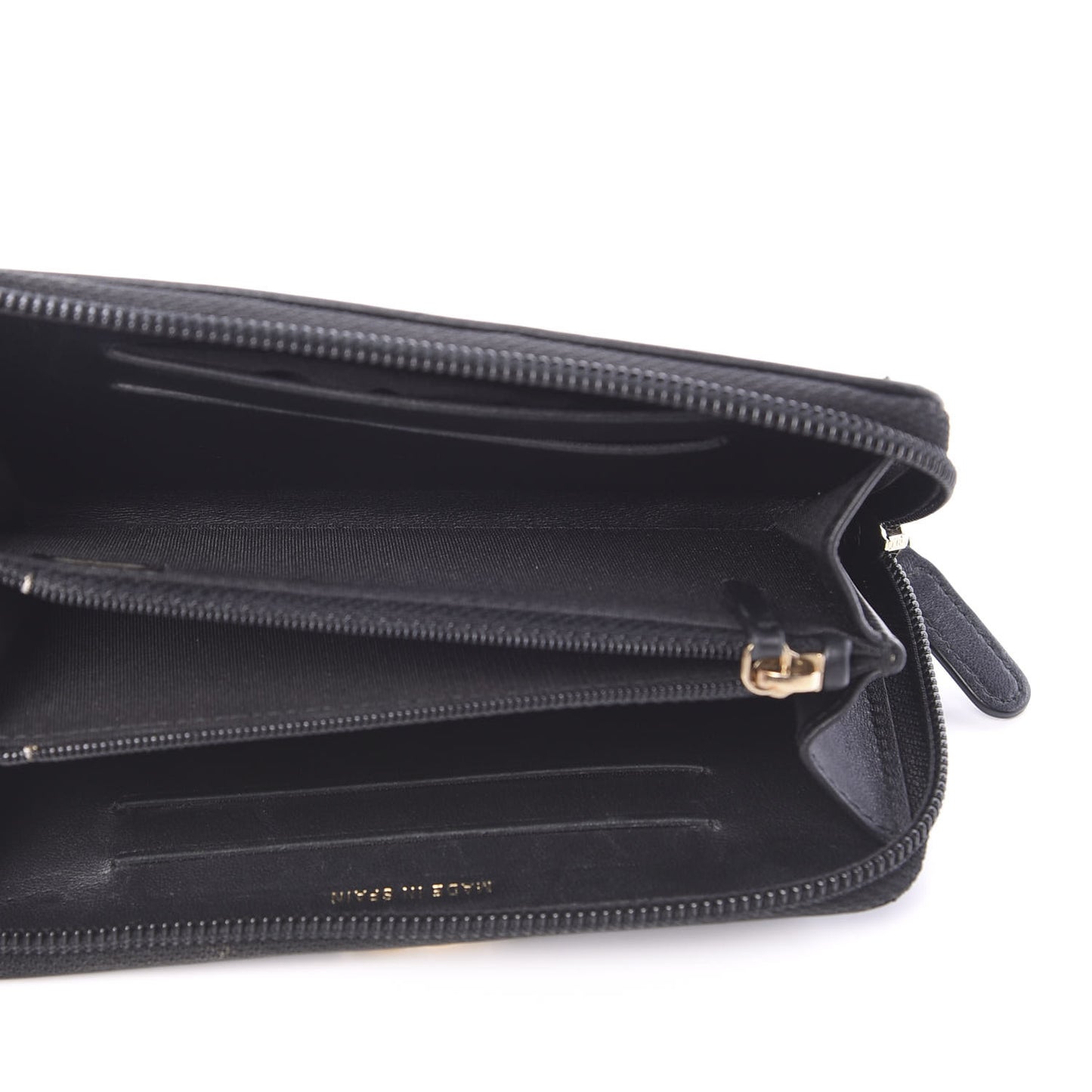 Lambskin Quilted Small Boy Zip Around Wallet Black