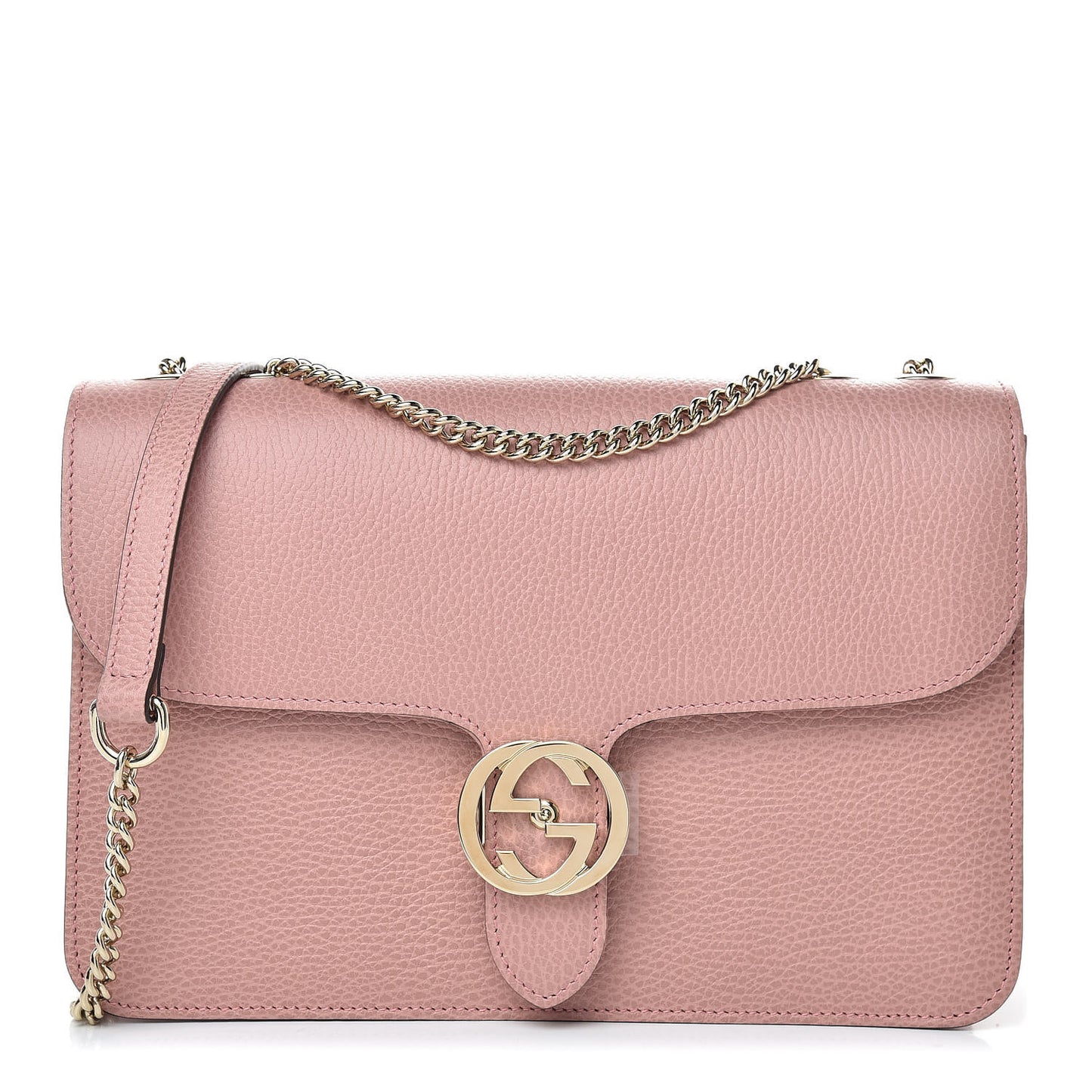 Dollar Calfskin Interlocking G Shoulder Bag Soft Pink