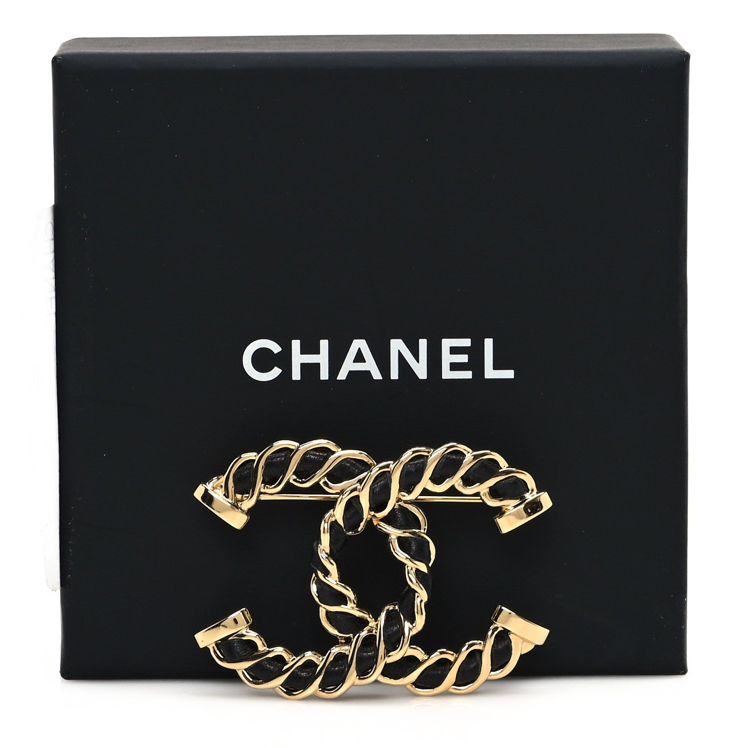 Chanel Lambskin Chain CC Brooch Black Gold 4 of 4