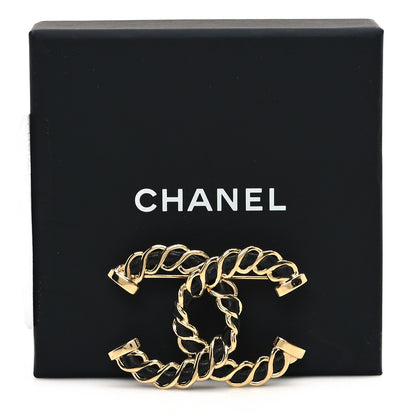 Chanel Lambskin Chain CC Brooch Black Gold 4 of 4