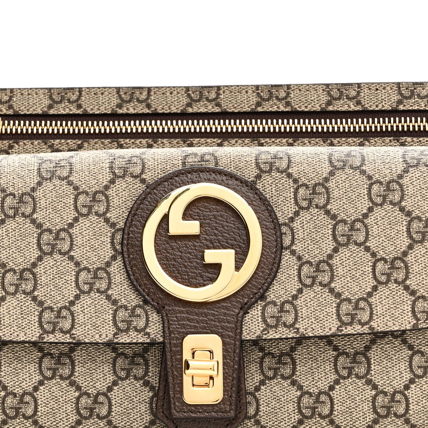 Gucci GG Supreme Monogram Textured Dollar Calfskin Blondie Belt Bag Beige Ebony New Acero 7 of 9