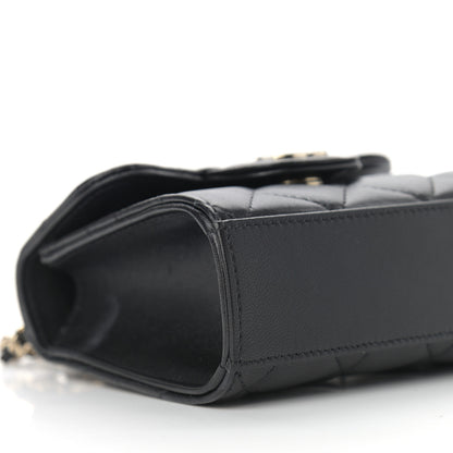 Chanel Lambskin Quilted Top Handle Flap Clutch With Chain Black 8 of 9