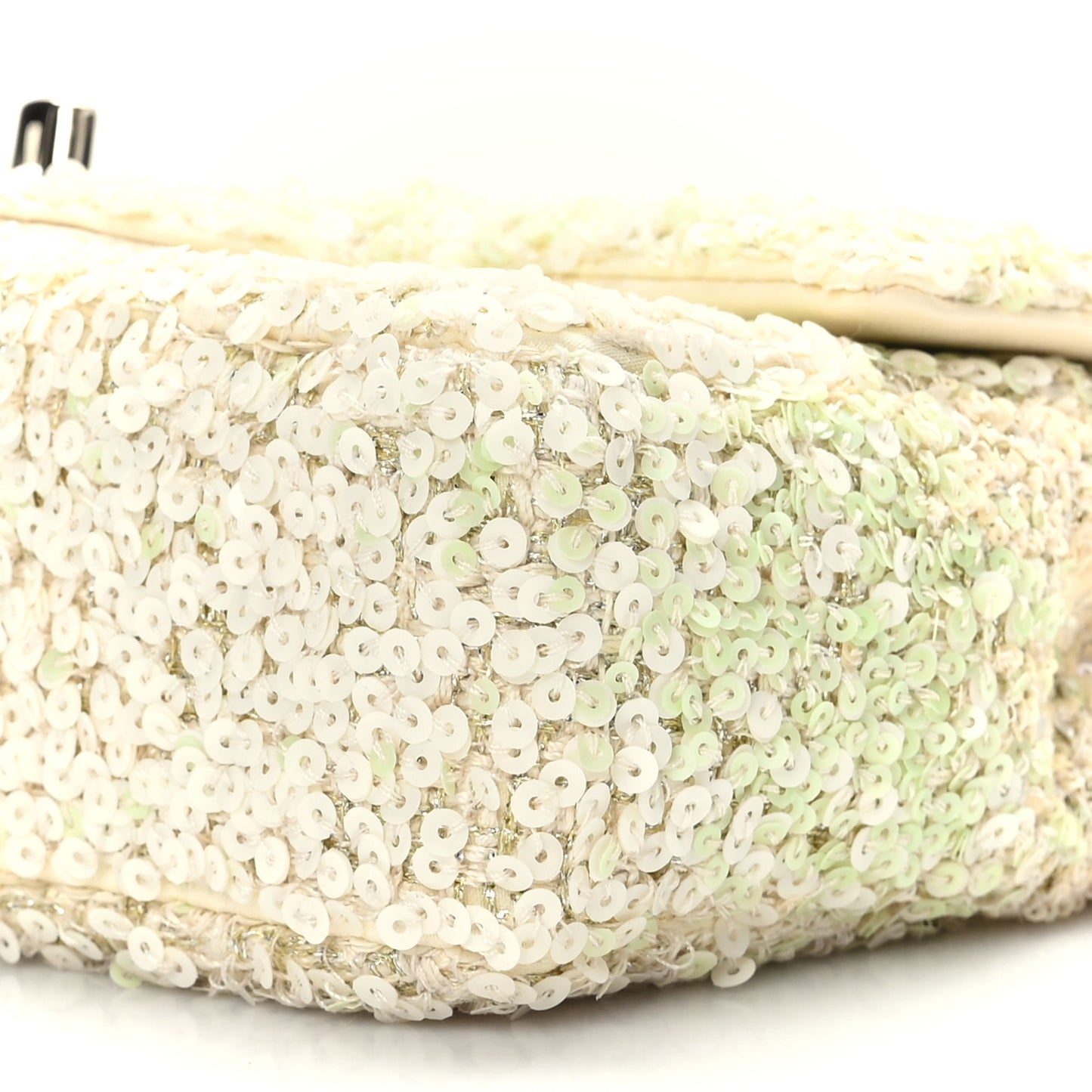 Shaded Sequin Mini Flap Light Green White Ecru